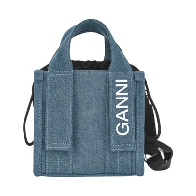 Gerecyclede Tech Mini Tote Denim Tas Ganni , Blue , Dames