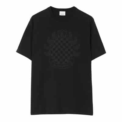 Geruit Katoenen T-shirt met Wapenschild Burberry , Black , Heren