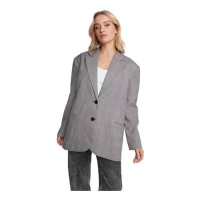 Geruite Oversized Blazer Alix The Label , Black , Dames