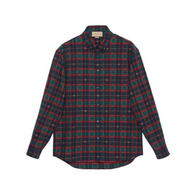 Geruite shirt met Double G-motief Gucci , Multicolor , Heren