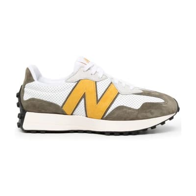 Gestikte Leren Sneakers New Balance , Yellow , Heren