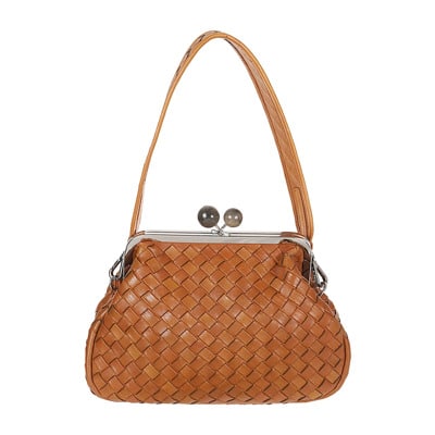 Gevlochten Leren Cognac Tas Max Mara Weekend , Brown , Dames