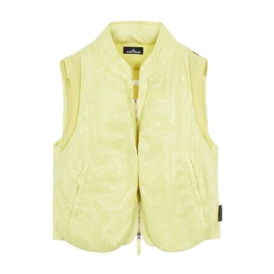 Gewatteerd Vest met Capuchon en Linnen Samenstelling Stone Island , Beige , Dames