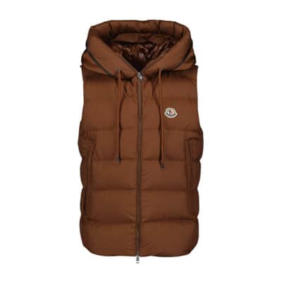 Gewatteerd mouwloos jack met capuchon Moncler , Brown , Heren