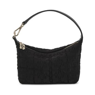 Gewatteerde Zwarte Tas met Vlinder Logo Ganni , Black , Dames