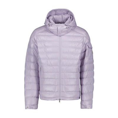 Gewatteerde jas met hoge kraag en capuchon Moncler , Purple , Heren