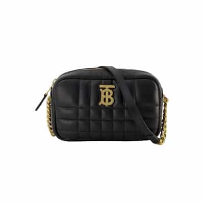 Gewatteerde lamsskin crossbody tas Burberry , Black , Dames