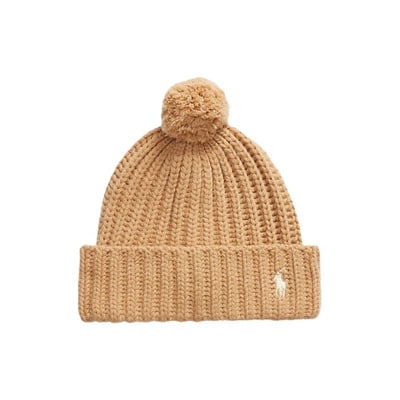 Gezellige Geribbelde Pom Pom Beanie Polo Ralph Lauren , Brown , Unisex