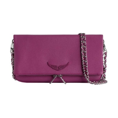 Glam Fuchsia Rock Leren Clutch Tas Zadig & Voltaire , Purple , Dames