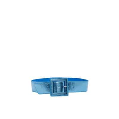 Glanzende Faux Leren Taille Riem Essentiel Antwerp , Blue , Dames