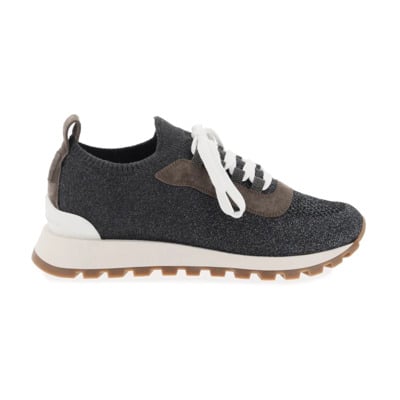 Glanzende Gebreide Sneakers Brunello Cucinelli , Gray , Dames