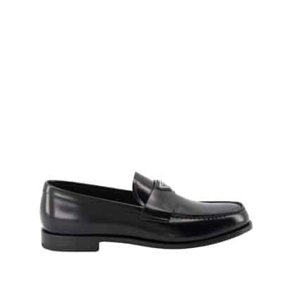 Glanzende Leren Loafers Prada , Black , Heren