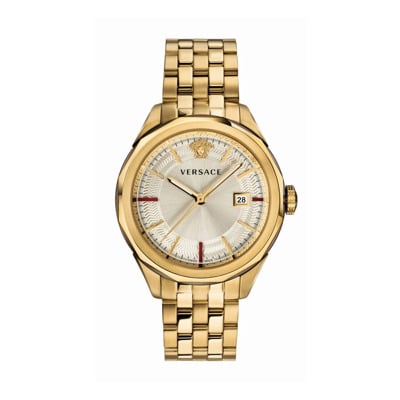 Glaze Datum Venster Roestvrij Stalen Horloge Versace , Yellow , Heren