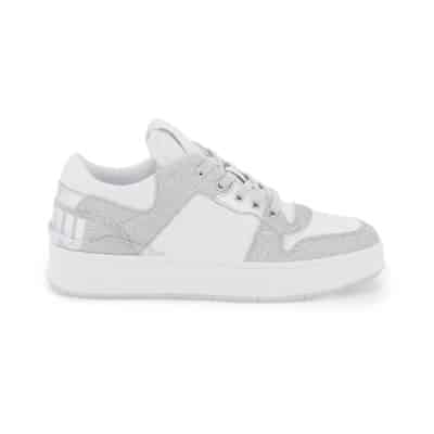 Glitter sneakers met lettering logo Jimmy Choo , White , Dames