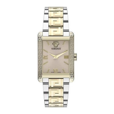 Goud en Zilver Roestvrijstalen Horloge Versace , Yellow , Dames