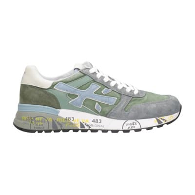 Grijs+Groene Sneakers Suède/Technische Stof Premiata , Multicolor , Heren