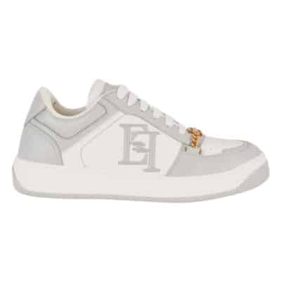 Grijze Platte Schoenen met Logo en Ketting Elisabetta Franchi , Gray , Dames