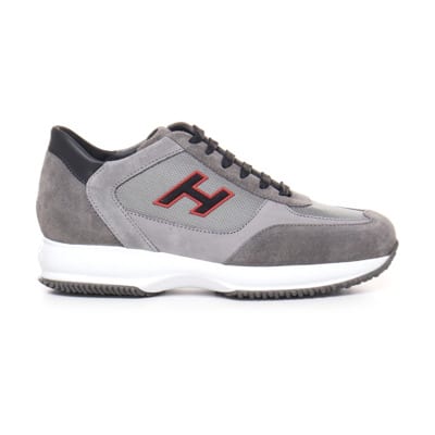 Grijze Sneakers met Suède en Nubuck Details Hogan , Gray , Heren