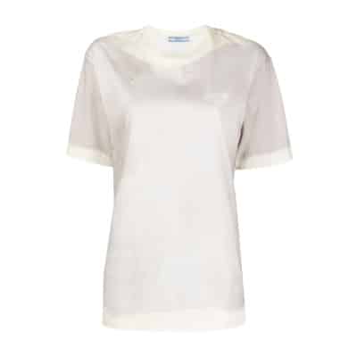 Grijze T-shirts en Polos met Serigrafische Print Prada , Gray , Dames