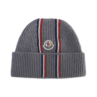 Grijze Wol Tricolor Hoed Moncler , Gray , Heren