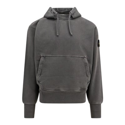 Grijze hoodie met knopen en trekkoord Stone Island , Gray , Heren