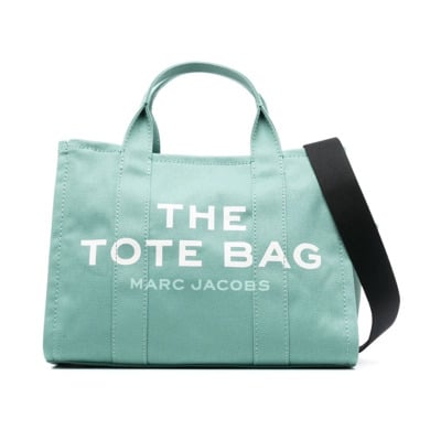 Groene Medium Tote Tas met Logo Print Marc Jacobs , Green , Dames