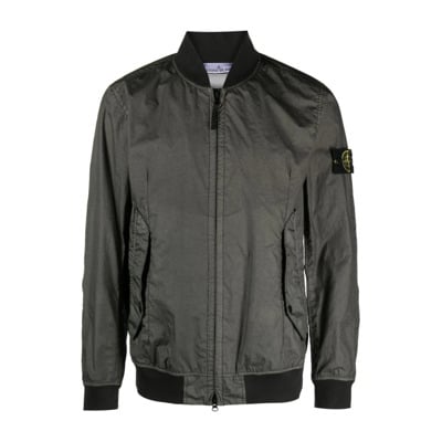 Groene Ribkraag Jas Stone Island , Green , Heren