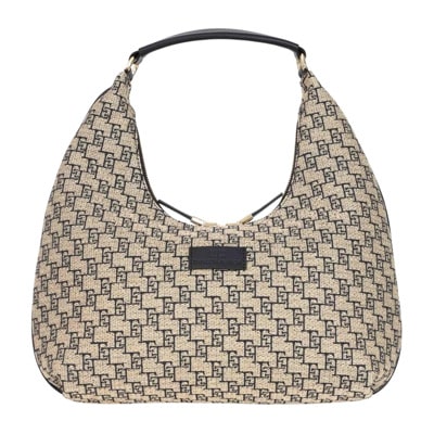 Grote Hobo Tas in Zwart Stro Jacquard Elisabetta Franchi , Multicolor , Dames