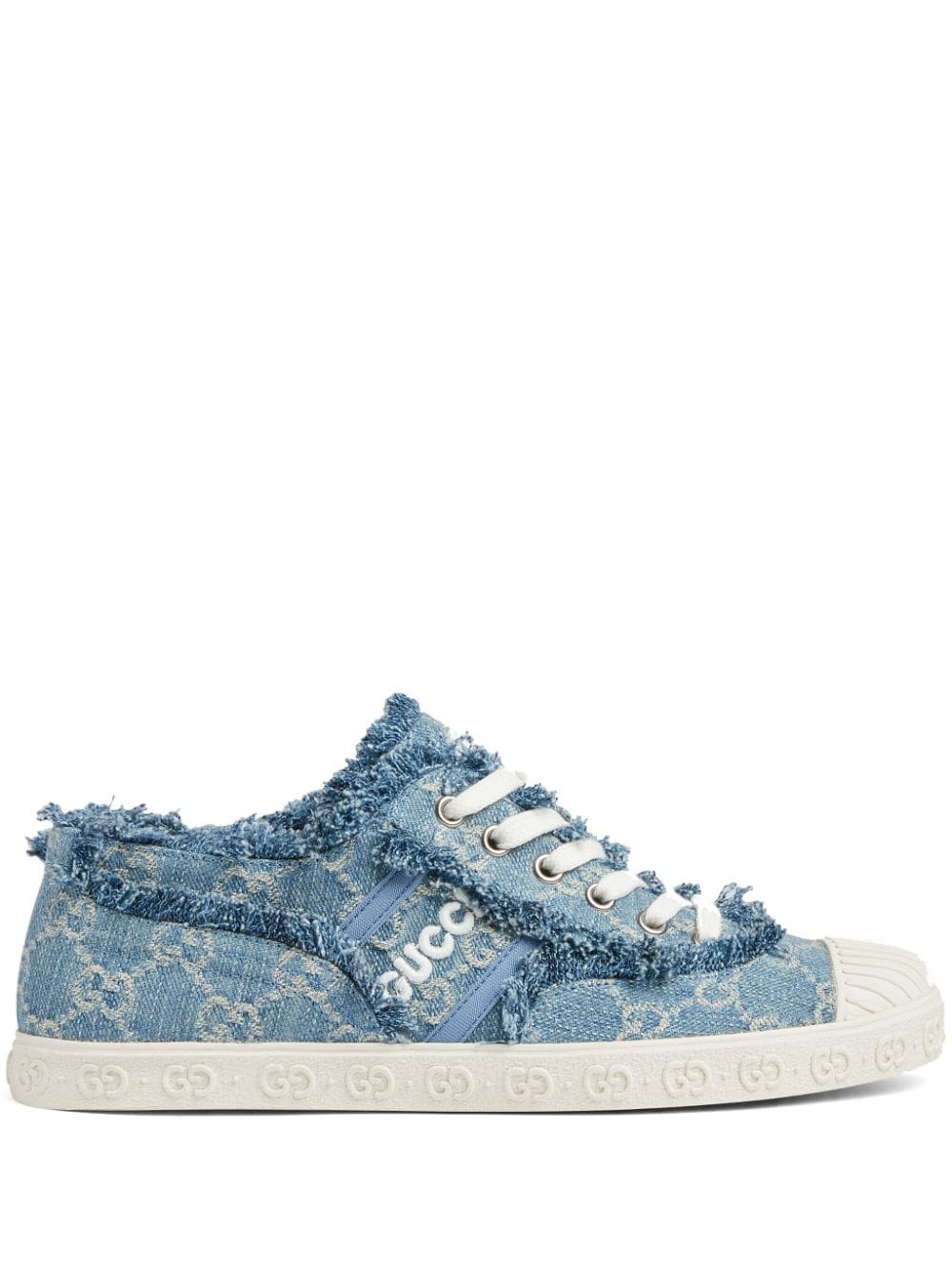 Gucci Denim sneakers met GG jacquard - Blauw