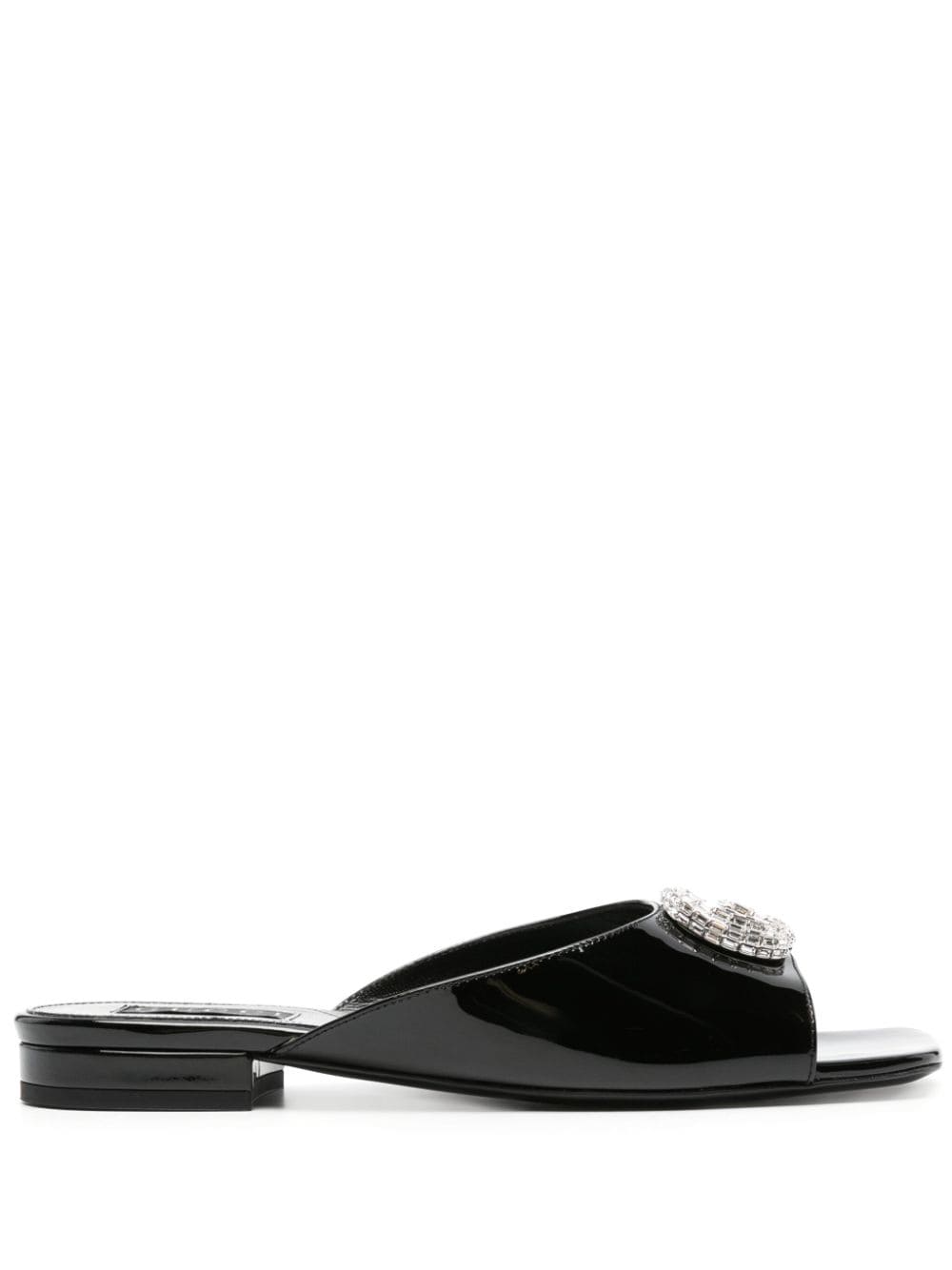 Gucci Double G leren slippers - Zwart