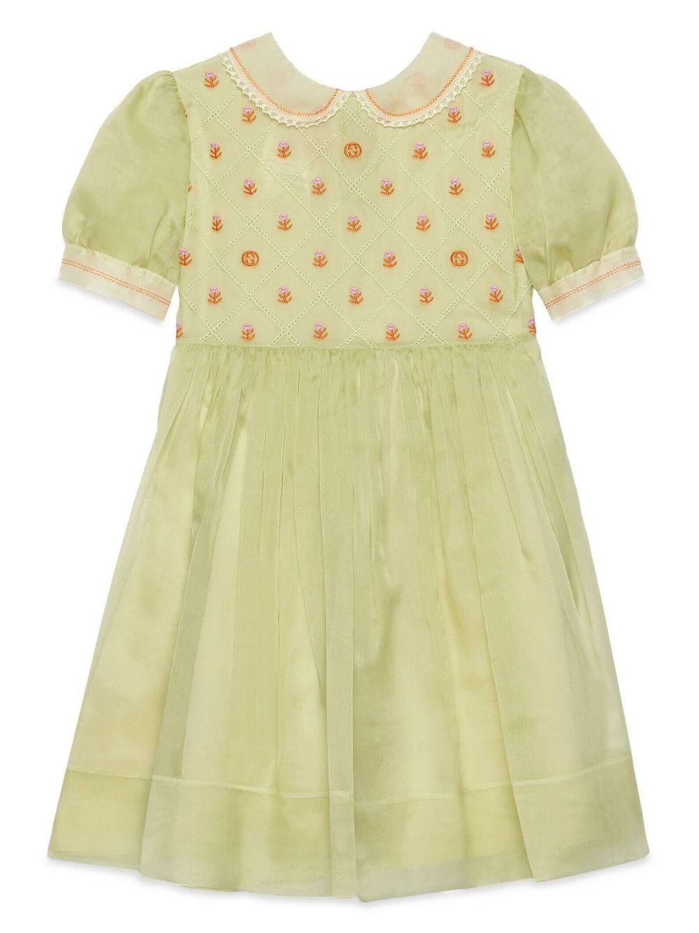 Gucci Kids Jurk met geborduurde bloemen - Groen