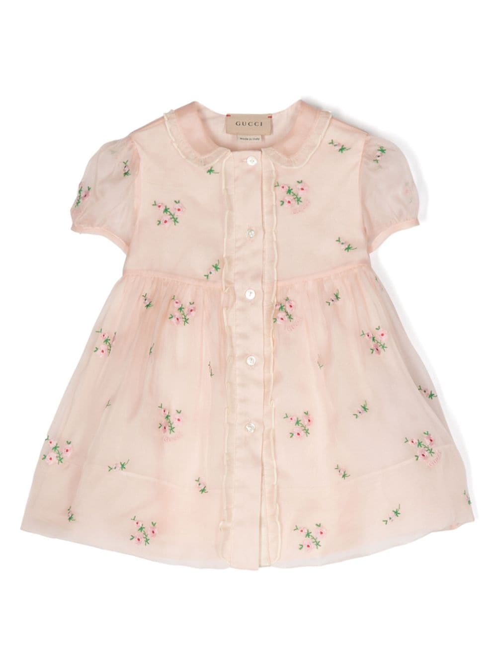 Gucci Kids Jurk met geborduurde bloemen - Roze