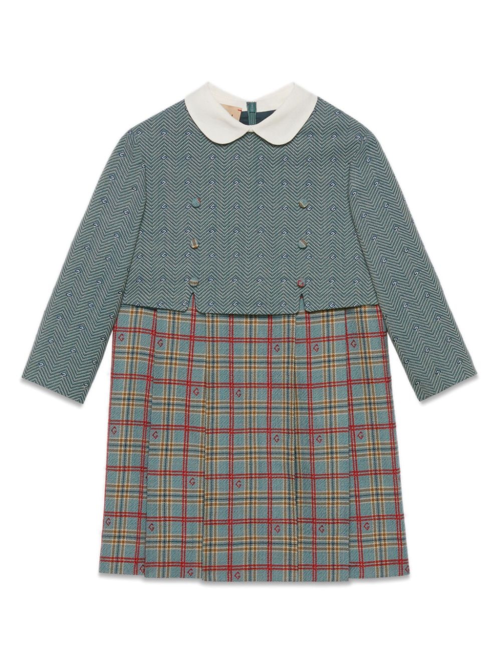 Gucci Kids Jurk met visgraat patroon - Blauw