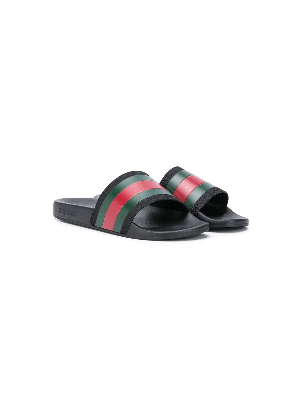 Gucci Kids Slippers met Web streep - Zwart