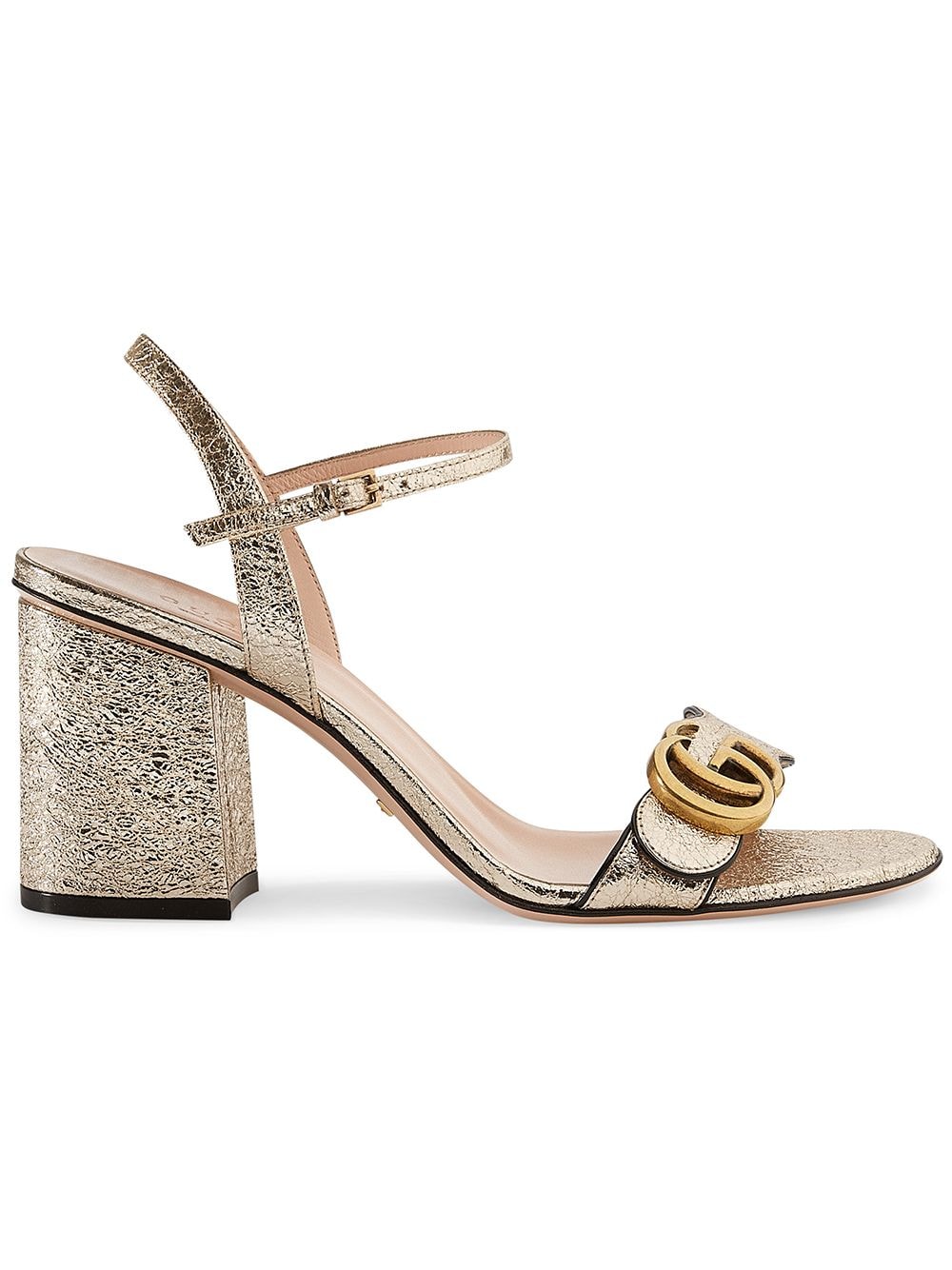 Gucci Metallic laminate leather mid-heel sandal