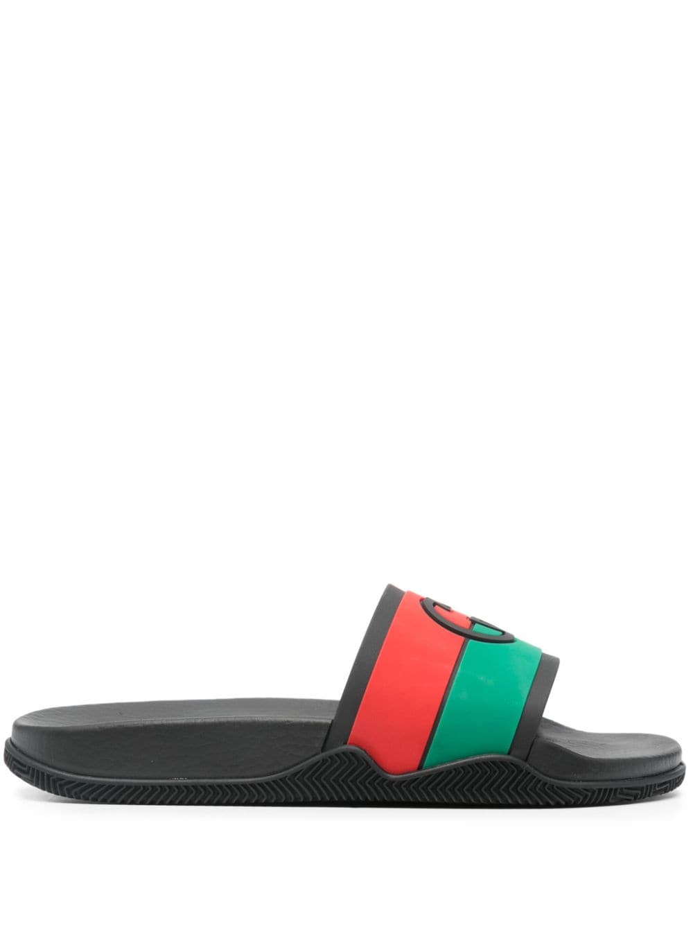 Gucci Slippers met GG logo en Web streep - Zwart