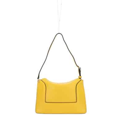 Handtas van glad leer met contrastprofielen Wandler , Yellow , Dames