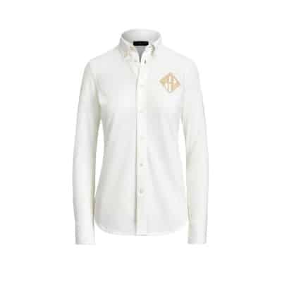 Heidi Gebreide Logo Art Deco Polo Polo Ralph Lauren , White , Dames