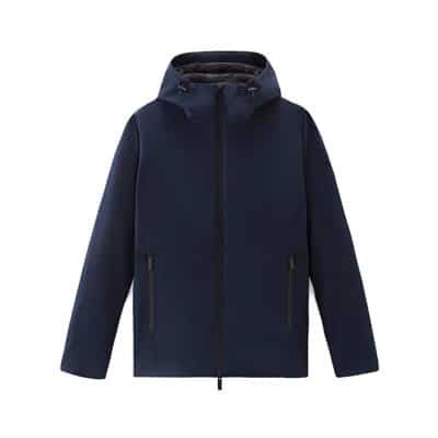 Heren Blauwe Soft S Jas met Capuchon Woolrich , Blue , Heren