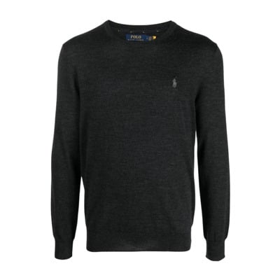 Heren Gebreide Trui met Ronde Hals Polo Ralph Lauren , Black , Heren