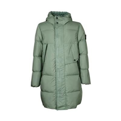 Heren Lange Gewatteerde Jas Stone Island , Green , Heren