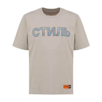 Heren T-shirt met Logo Detail Heron Preston , Beige , Heren