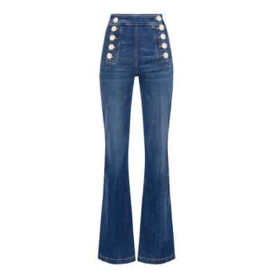 Hoge Taille Palazzo Jeans met Zeemansknoop Elisabetta Franchi , Blue , Dames