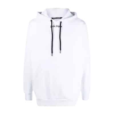 Hoodie met Logo Print Palm Angels , White , Heren