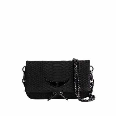 Iconische Rock Clutch Tas in Zwart Python Leer Zadig & Voltaire , Black , Dames