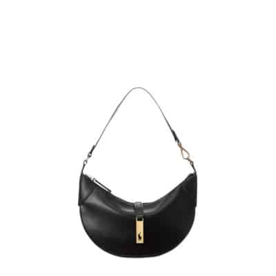 Italiaanse Leren Mini Crossbody Tas met Ritssluiting Polo Ralph Lauren , Black , Dames