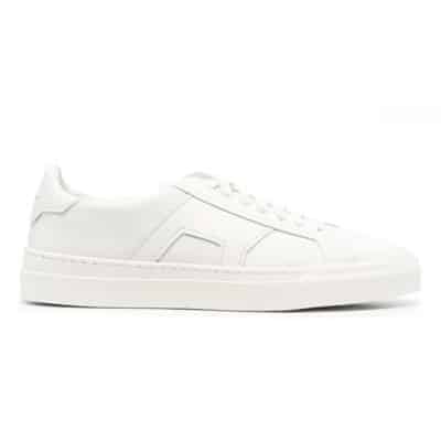 Ivoorwitte Panel Sneakers Santoni , White , Heren