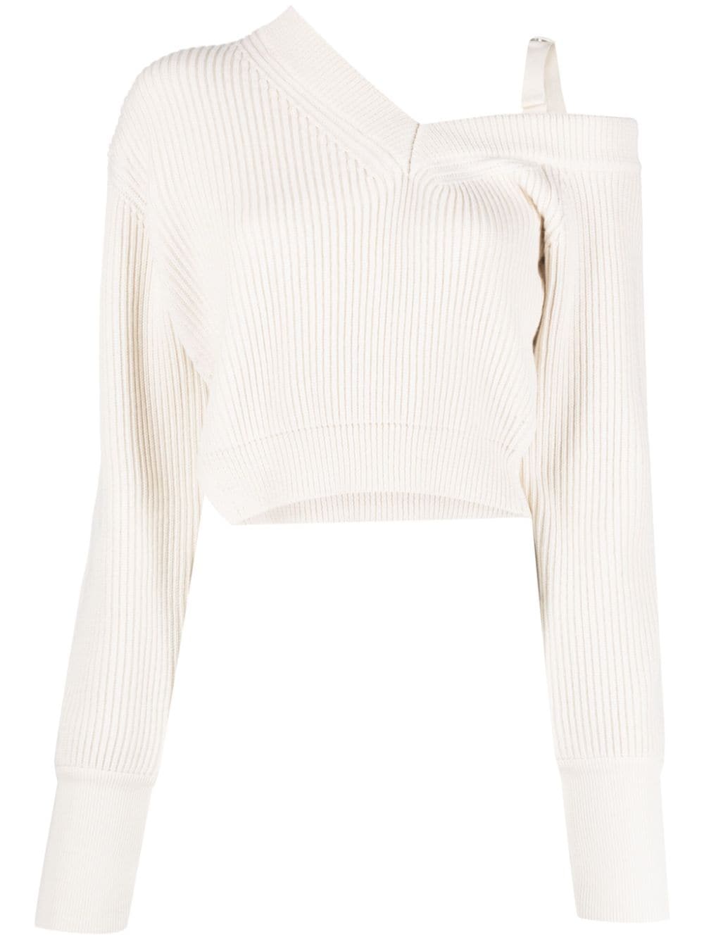 Jacquemus La Maille Seville off-shoulder trui - Beige