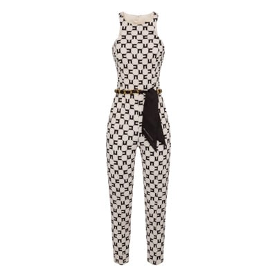 Jumpsuit met logo print en ketting accessoire Elisabetta Franchi , Beige , Dames