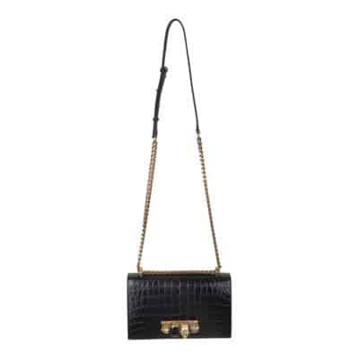 Juwelen Satchel Tas - Zwart Krokodil-Effect Leer Alexander McQueen , Black , Dames